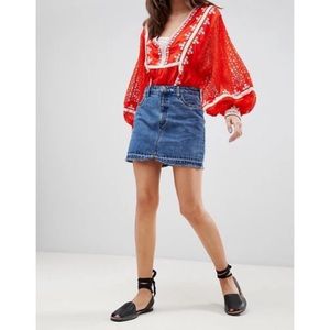 Free People Blue Denim Mini Skirt